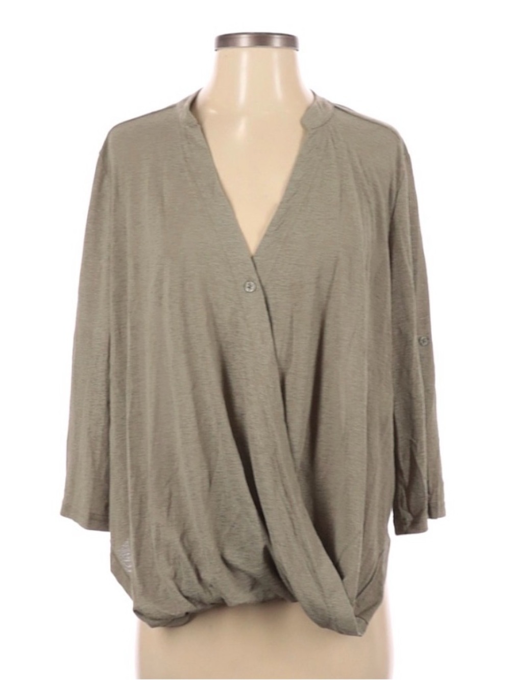 Listicle Light Olive Draped Wrap-Front Women's Top